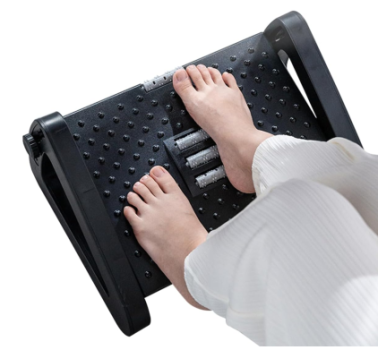 Banquinho Apoio Para Os Pés Embaixo Da Mesa Com Altura Ajustável Em 6 Posições Ergonômico Com Rodas De Massagem Suporte De Carga 8kg