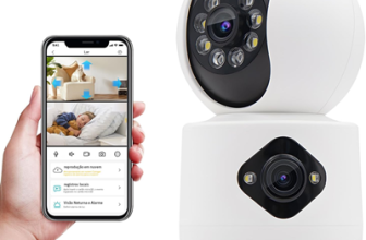 Camera de Segurança WiFi para Casa, Camera Inteligente Sem Fio para Interior, Baba Eletronica com Camera, Visão Noturna Infravermelha, Chamada de Voz Bidirecional, Camera Dupla Sem Ângulos Cegos