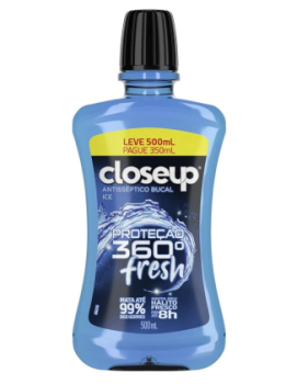 Close Up Enxaguante Bucal Antisséptico Ice Closeup Proteção 360° Fresh Frasco Leve 500Ml Pague 350Ml
