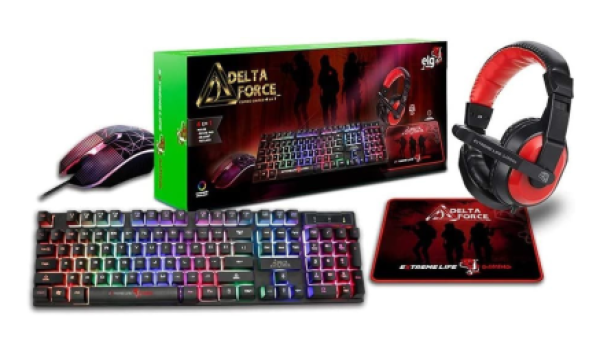 Combo Gamer Mouse + Teclado + Headset + Mousepad Delta Force – CGDF41 ELG
