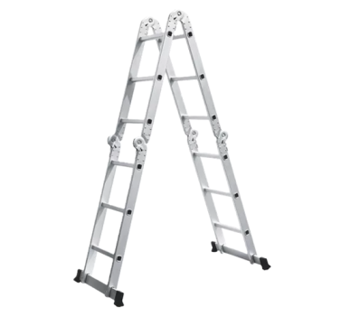 Escada Multifuncional 12 Degraus 7em1 Em Alumínio Evolux Cor Prateado