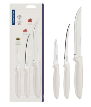 Jogo de Facas 3 Peças, Tramontina, Plenus 23498313, Branco