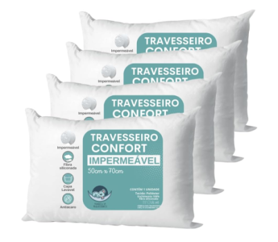 Kit 4 Travesseiro Conjunto Cama 50×70 Capa Removivel Macio