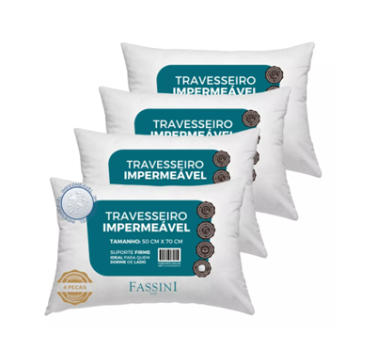 Kit 4 Travesseiros Antialérgico Impermeável 50×70 Super Macio