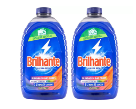 Kit Sabão Líquido Brilhante Limpeza Total – 3L Cada 2 Unidades