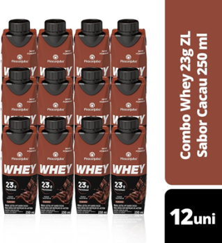 Pack de Whey Zero Lactose Cacau 23g Piracanjuba 250ml – 12 Unidades