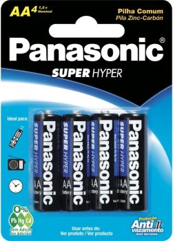 Panasonic UM-3SHS – Pilha Comum AA, Tensão 1,5 Volts, Embalagem com 4 pilhas