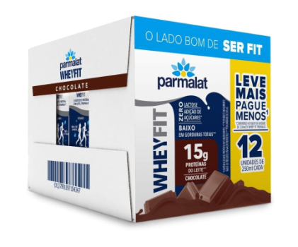 Parmalat WheyFit Pack Bebida Láctea Chocolate 15g de Proteína 250 Ml – 12 Unidades