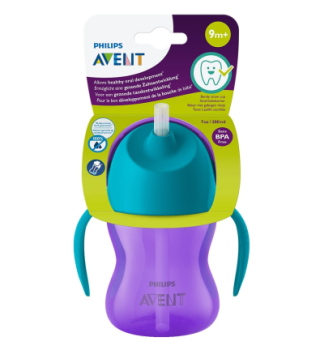 Philips Avent SCF796/02 Copo com canudo, 200 ml, Azul/Roxo, 9m+