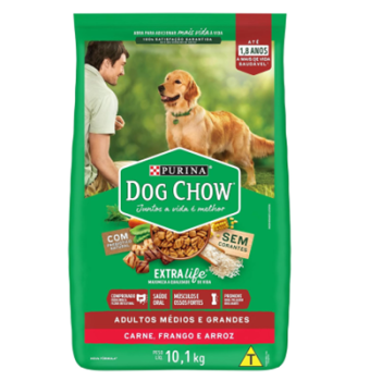 Purina Dog Chow Nestlé Purina Dog Chow Extralife Adultos Médios E Grandes Carne Frango E Arroz 10 1Kg