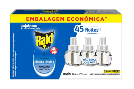 Raid, Repelente Líquido Elétrico com 3 unidades