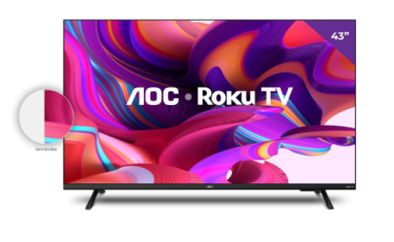 AOC 43S5135/78G – Smart TV LED 43″ Full HD, Design sem bordas, Wifi, Conversor Digital, USB, HDMI