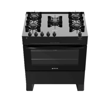 Fogão 5 Bocas Mesa de Vidro Atlas Preto – Acendimento Automático Mônaco Top Glass