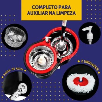 Mop Giratorio Com Cesto Em Inox Preto – Nybc