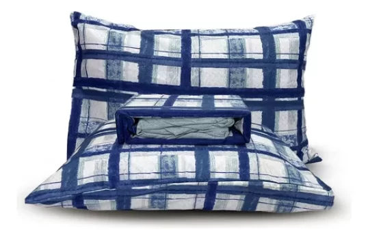 Kit Jogo De Lençol Percal 4 Peças Cama De Queen Estampado