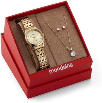 Kit Relógio Mondaine Dourado Feminino 32609lpmkde1k1 Dourado