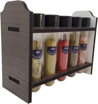Porta Temperos Madeira 10 Potes Temperos Kit Tempero Cozinha