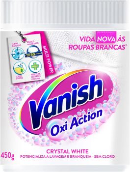 Vanish Tira Manchas Em Pó Crystal White Oxi Action 450G Para Roupas Brancas