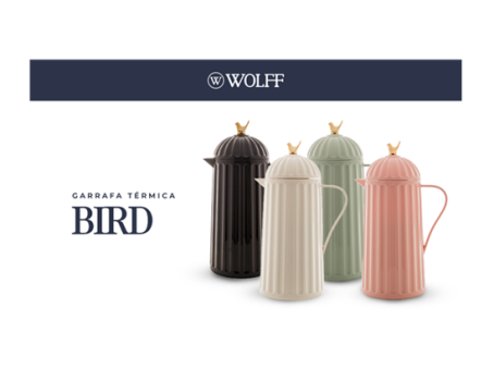 WOLFF Garrafa Térmica de Plástico Bird Branca 600ml – Enxoval – Organização – Decoração – Cozinha – Mesa Posta – Utilidades Domésticas – Perfeita Para Café e Chá Branco