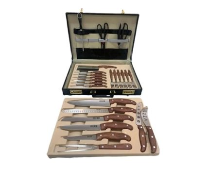 Kit Churrasco Cozinha Gril Chef 25 Peças Em Aço Inox Cutel