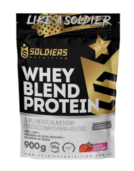 Whey Blend Protein Concentrado e Isolado – 900g – Soldiers Nutrition (900g, Morango)