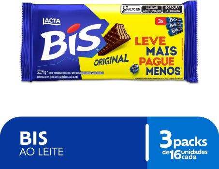 Bis Original Ao Leite – Kit com 3 unidades de 100,8g