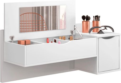 Camarim 1 porta e tampo basculante Blush branco fosco liso Móveis Albatroz