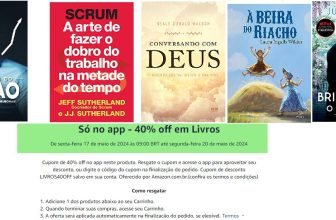 Só no app – 40% off em Livros