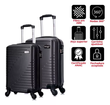 Conjunto Mala Viagem Pp E P Chicago Swiss Move Grafite