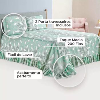 Colcha Casal Queen Matrix 200 Fios Toque Macio 3 Peças