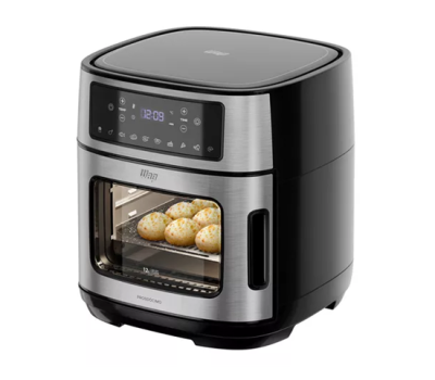 Fritadeira Elétrica Sem Óleo Forno Air Fryer 12l 1800w Wap Airfry Oven Digital Com Cesto 4,5l E 2 Grelhas Com Duplo Revestimento Antiaderente Graystone, Bandeja E Porta Removível, Inox, 12 Litros 127v