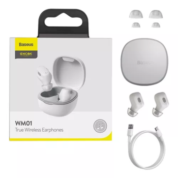 Fone De Ouvido Sem Fio Tws Baseus Encok Wm01 Cor Branco
