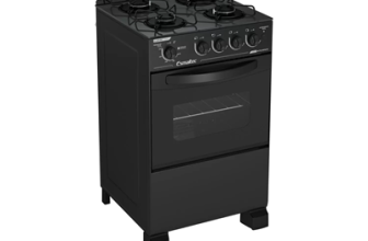 Fogão 4 Bocas Mesa de Vidro Esmaltec Preto – Acendimento Automático Caribe Glass