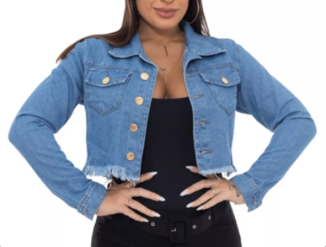 Jaqueta Jeans Feminina Sem Lycra Curta Jaquetinha Destroyed