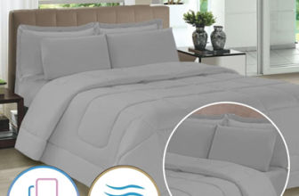 Jogo de Cama Casal 5 Peças com Edredom e Porta Travesseiros Casa Dona (Cinza)