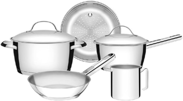 Jogo de Panelas Tramontina Allegra em Aço Inox com Fundo Triplo 5 Peças