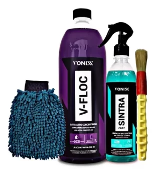 Kit Limpeza Automotiva V-floc 1,5l + Sintra Fast + Luva