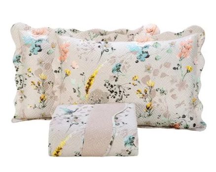 Kit Cobre Leito Casal 3pçs Percal 150 Fios Dupla Face Boutis Cor Cartagena Areia