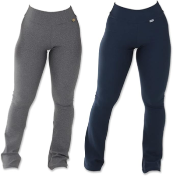 Kit com 2 Leggings Feminina Flare Suplex Peluciada Cós Alto