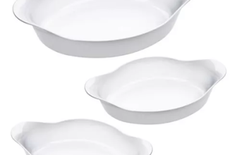 Marinex Opaline kit 3 assadeira vidro oval cor branco