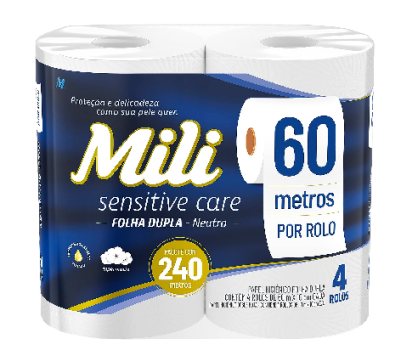 Mili, Papel Higiênico Folha Dupla 4 Rolos, 60 Metros