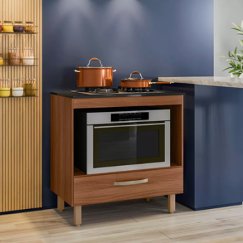 Nicioli balcão para cooktop cook top 4 ou 5 bocas e forno de cozinha multiuso cor avelã