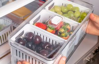 Organizador Geladeira Acrílico Três Cestos Drenagem 5 Litros