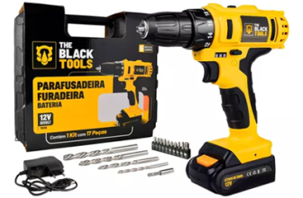 Parafusadeira Furadeira Sem Fio Bateria 12v P/ Madeira Metal Cor Amarelo/Preto Frequência 60 110V/220V