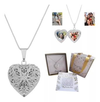 Relicário Com 2 Fotos Montadas Luxo Pronto Para Usar C/caixa