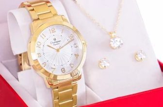 Relógio de pulso Champion CN25118 com corpo dourado, analógico