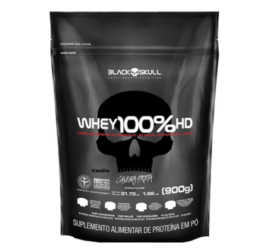 Whey 100% Hd – 900G Refil Baunilha, Black Skull