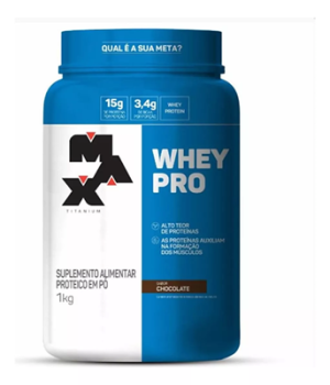 Whey Pro Concentrado Pote 1kg – Max Titanium Sabor Chocolate