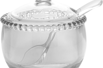 Wolff Pearl Açucareiro de Cristal com Colher, Transparente, 10 x 8 x 7 cm