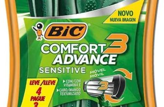 BIC Aparelho De Barbear Comfort 3 Advance Pele Sensível Verde C/ Fita Lubrificante 9298501 Embalagem Leve 4 Pague 3
